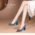 Elegant Pointed Toe Mary Janes with Patent Leather Buckle and Comfortable Middle Heel for Women